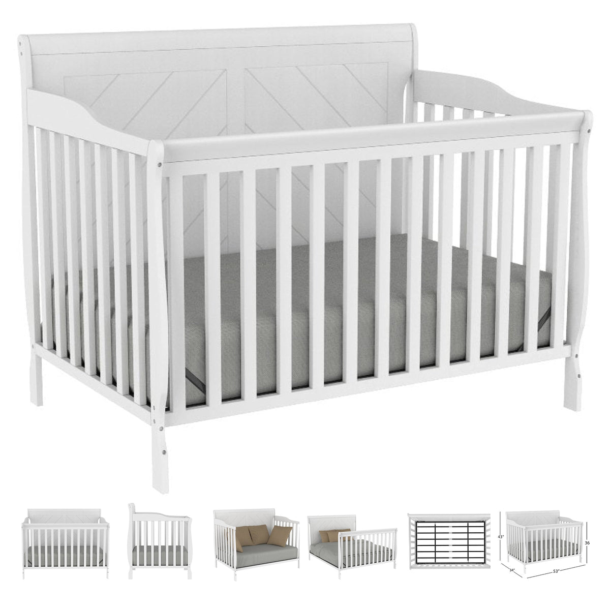 BEBELELO Baby Nursery Kit 108 Convertible Baby Crib And Changing Table