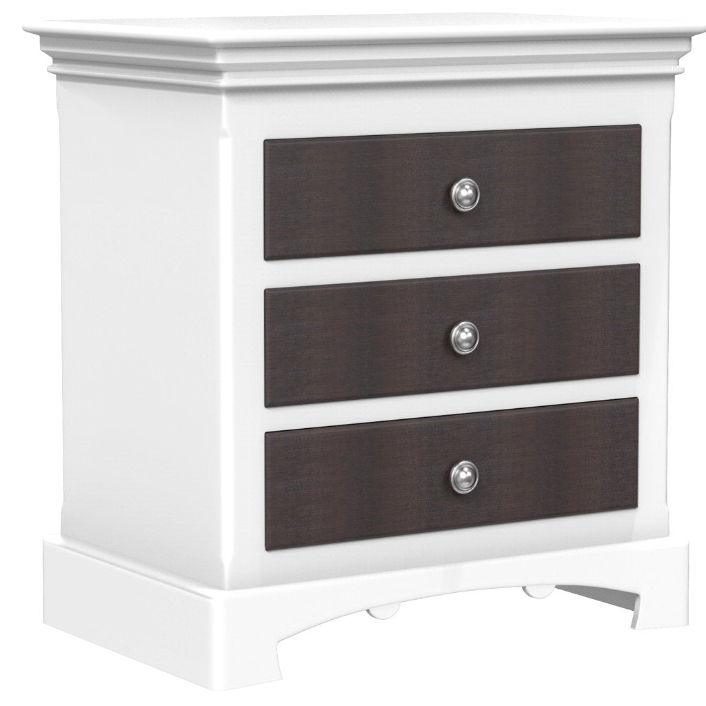 Nightstand - 3 Drawers - Royal Collection - Adult - White and Wood Grange