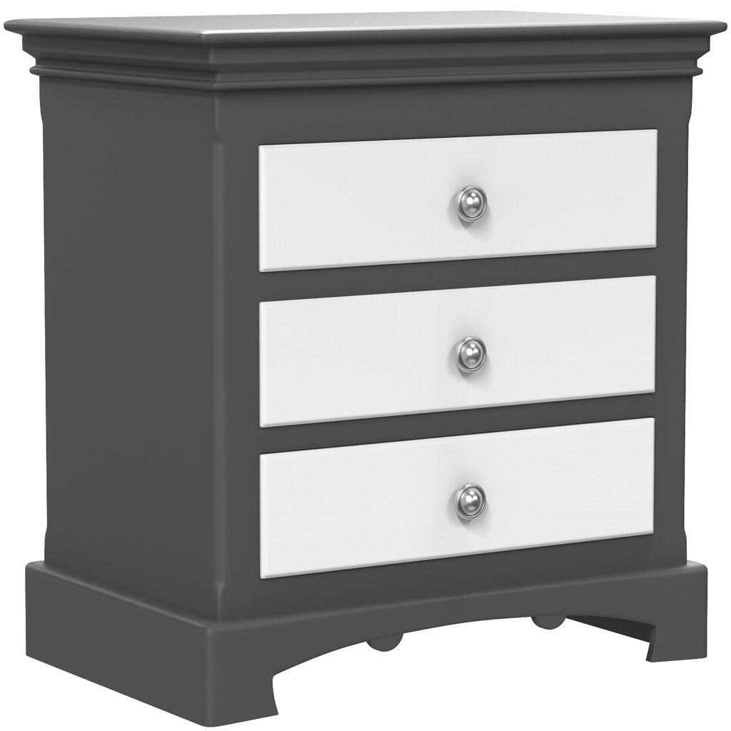 Nightstand - 3 Drawers - Royal Collection - Adult - Dark Gray and White