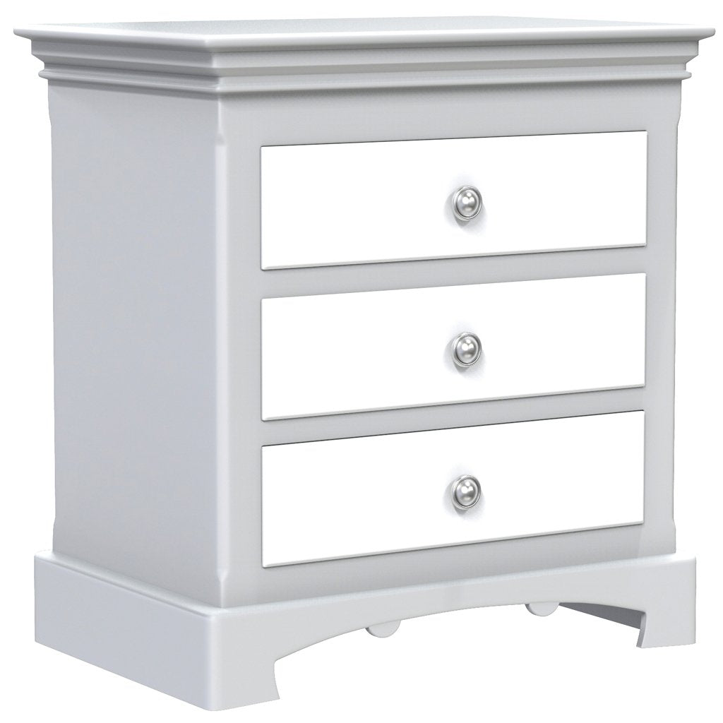 Nightstand - 3 Drawers - Royal Collection - Adult - Light Gray and White