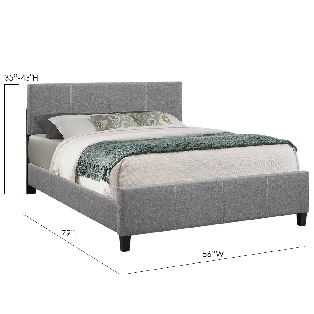 Bebelelo Sophie Light Grey Platform Double Bed with Contrast Stitching 
