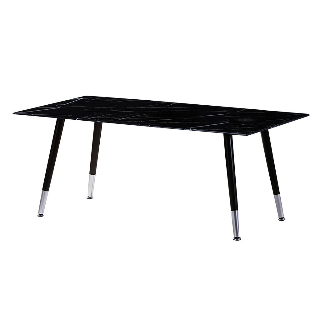 Bebelelo Black Marble Glass Coffee Table with Chrome Legs for Black And Grey 