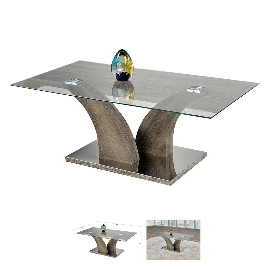 Bebelelo Coffee Table - Stainless Steel Legs, Glass Table Top Home Decor