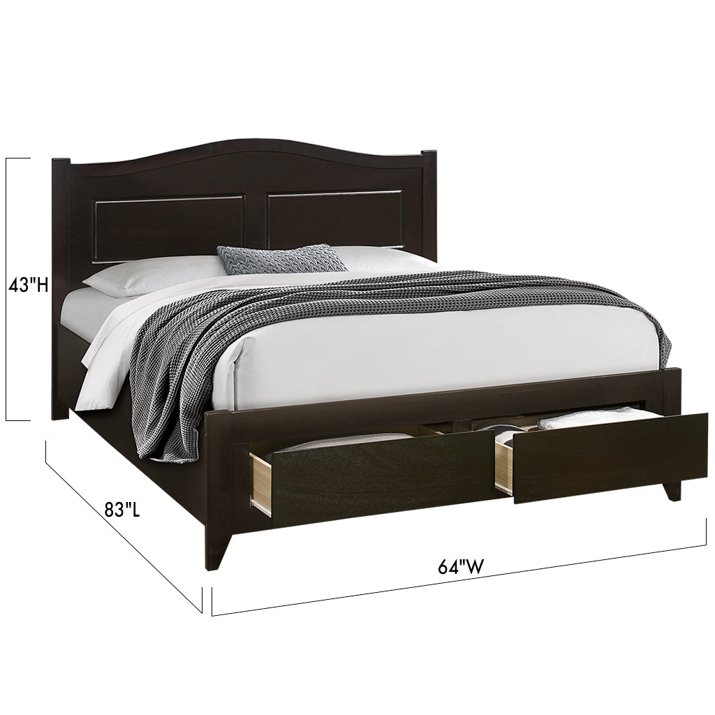 Bebelelo Espresso Double Platform Bed with Storage Drawers for Room Decor
