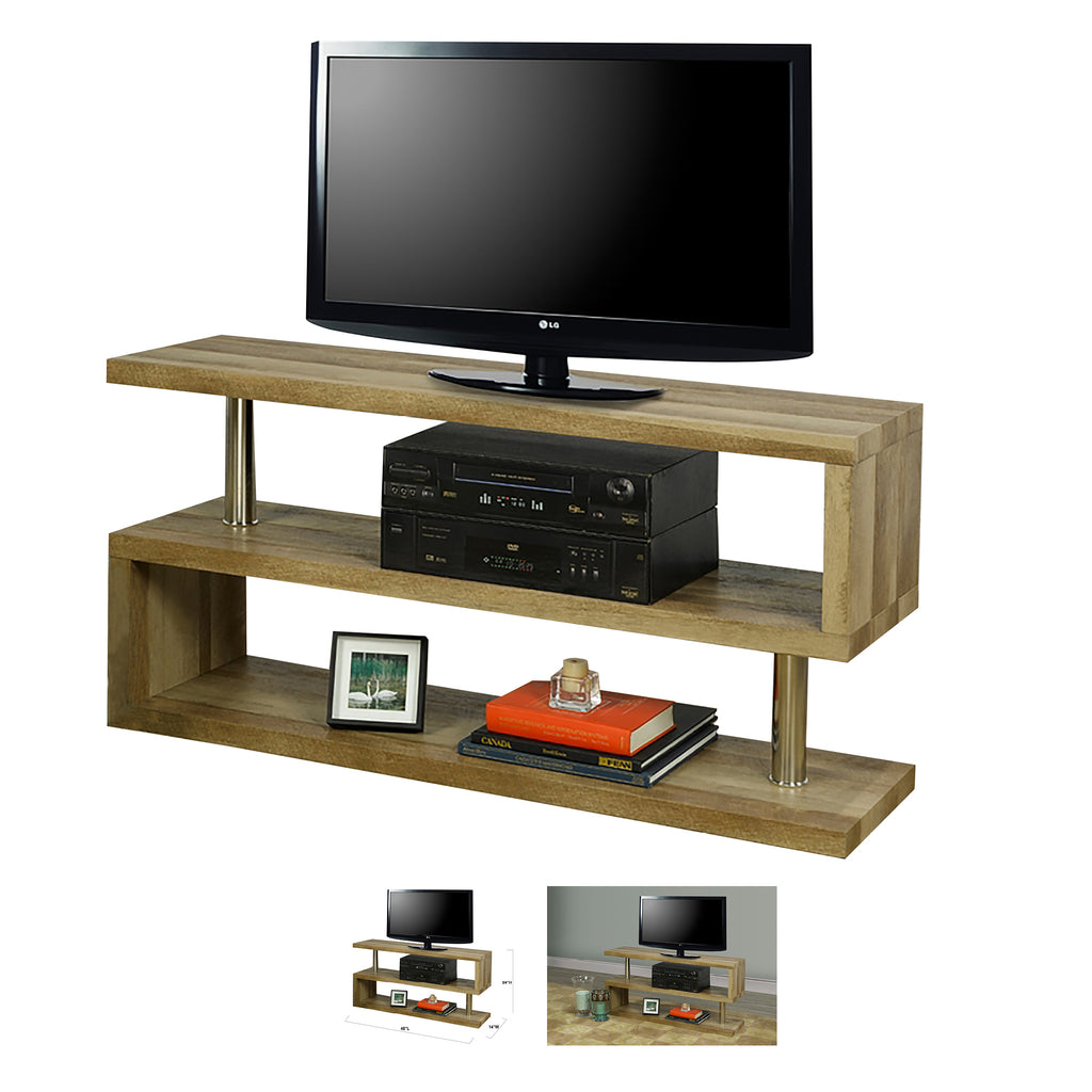 Bebelelo 48"L Modern TV Stand with S Pattern Large Shelves, Wood