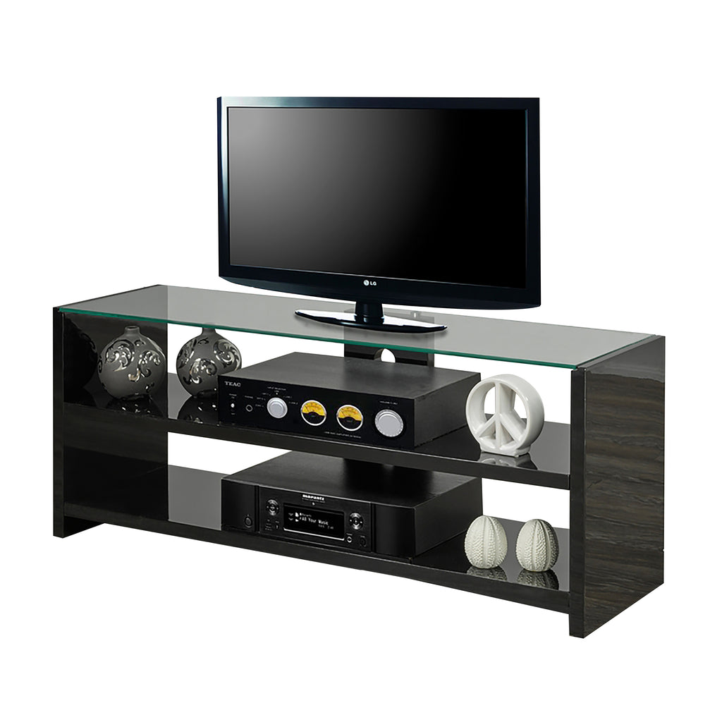Bebelelo 48"L Modern TV Stand with 2-Storage Shelves, Black High Gloss