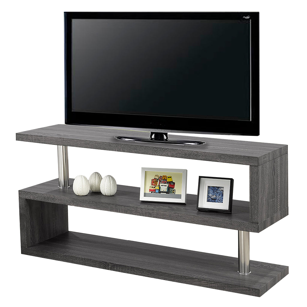 Bebelelo 48" LModern TV Stand with S Pattern Large Shelves, Grey 