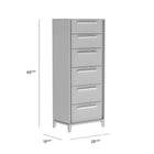 Moderna 6 drawer chest storage organization for office home decor, light grey