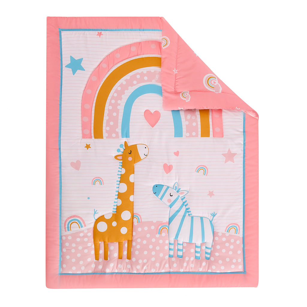 5-piececribbeddingsetwithgiraffethemeandpinksheet.12