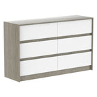 Boobeyeh Alex Double Dresser 6 Drawers Grey White – Modern Storage
