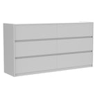 Farona 6 drawer double dresser for bedroom decoration, light grey