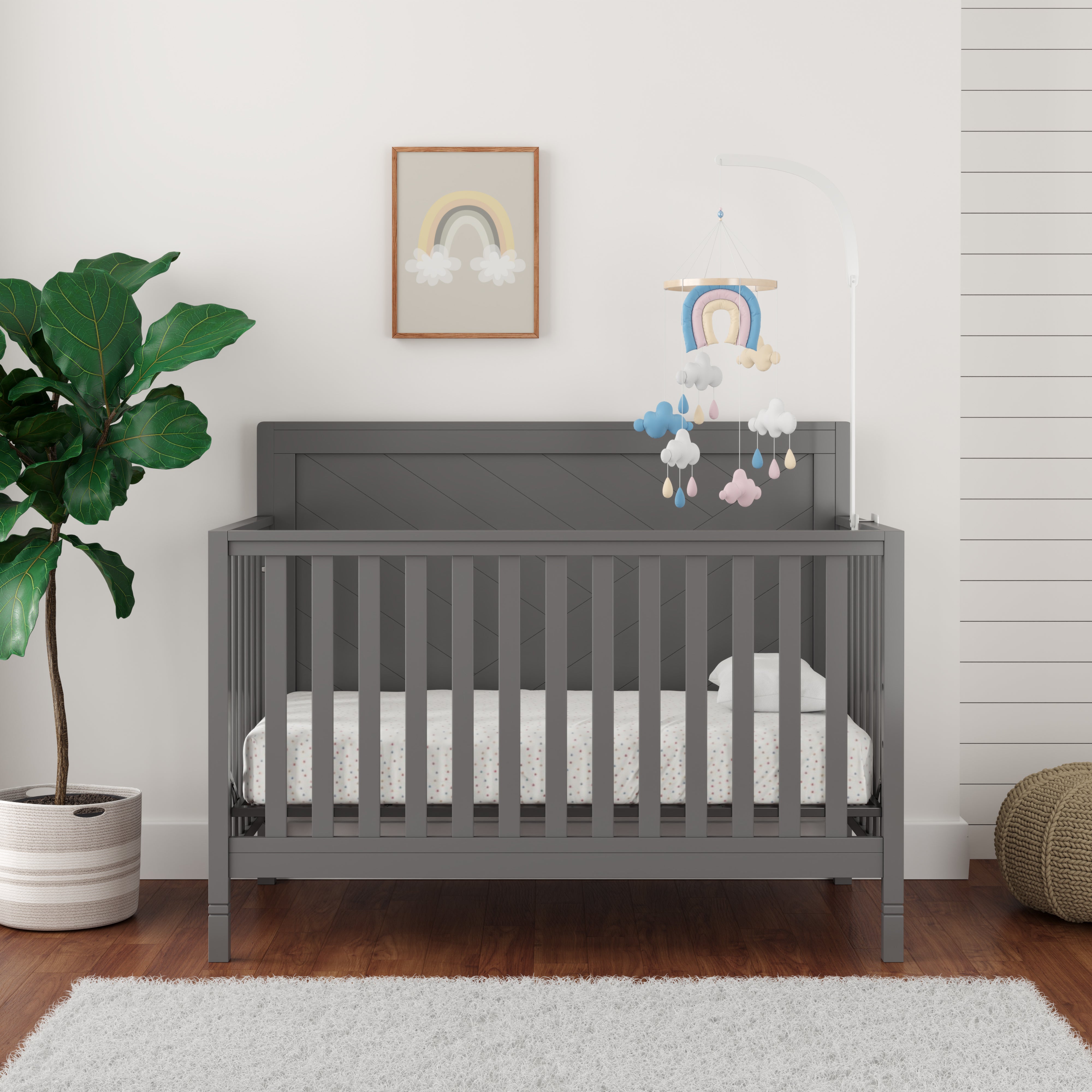 Moderna Convertible Crib, Dark Grey - Main Image