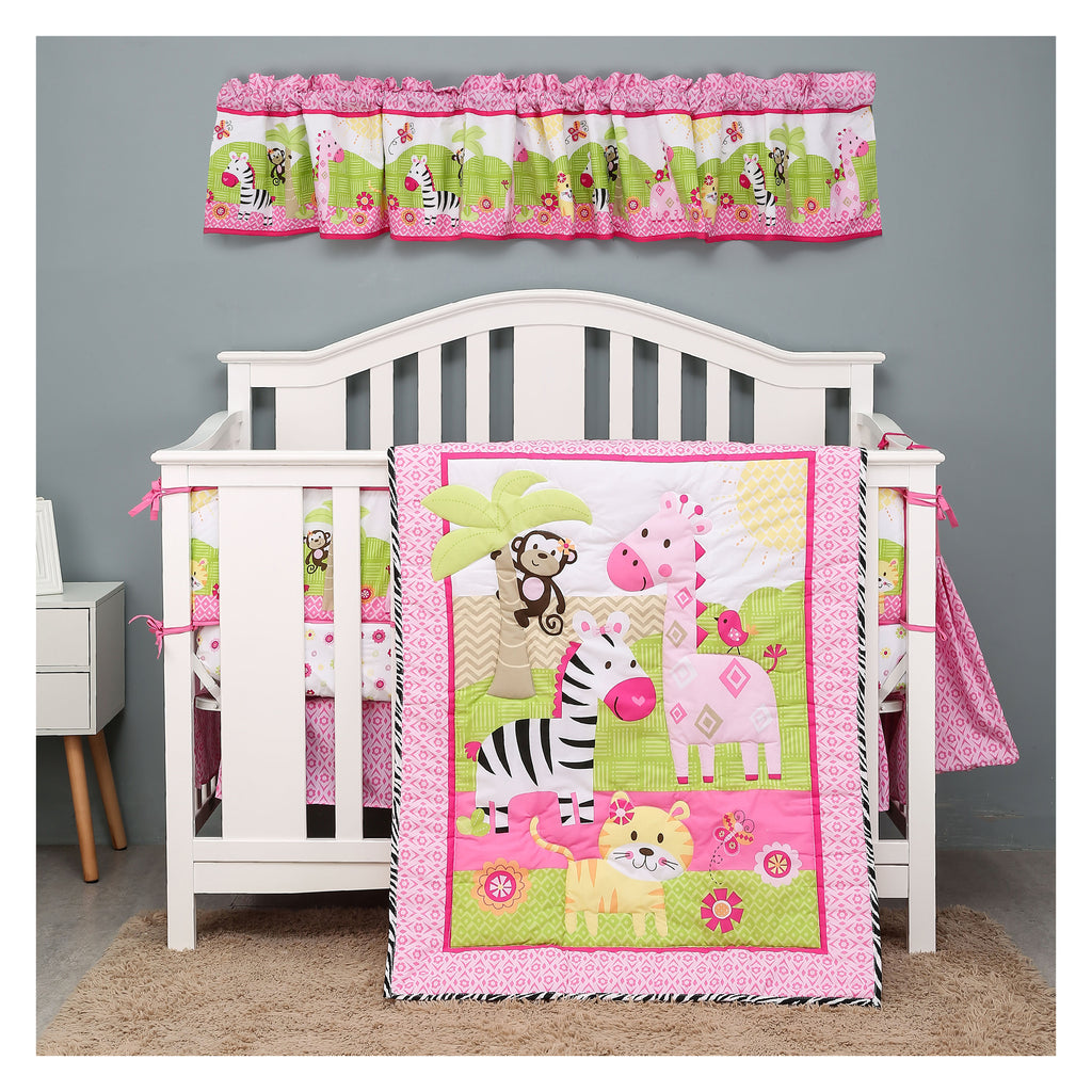 Boobeyeh4-pieceanimalnurserycribbeddingset3