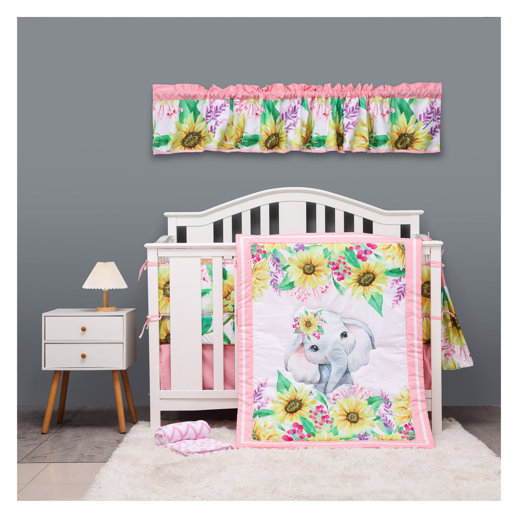 Boobeyeh5-pieceelephant-themedbabycribbeddingset.