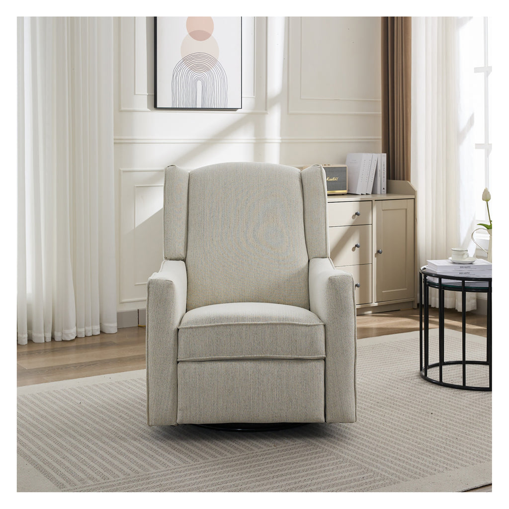 side view of electric glider chair with ergonomic design for parents