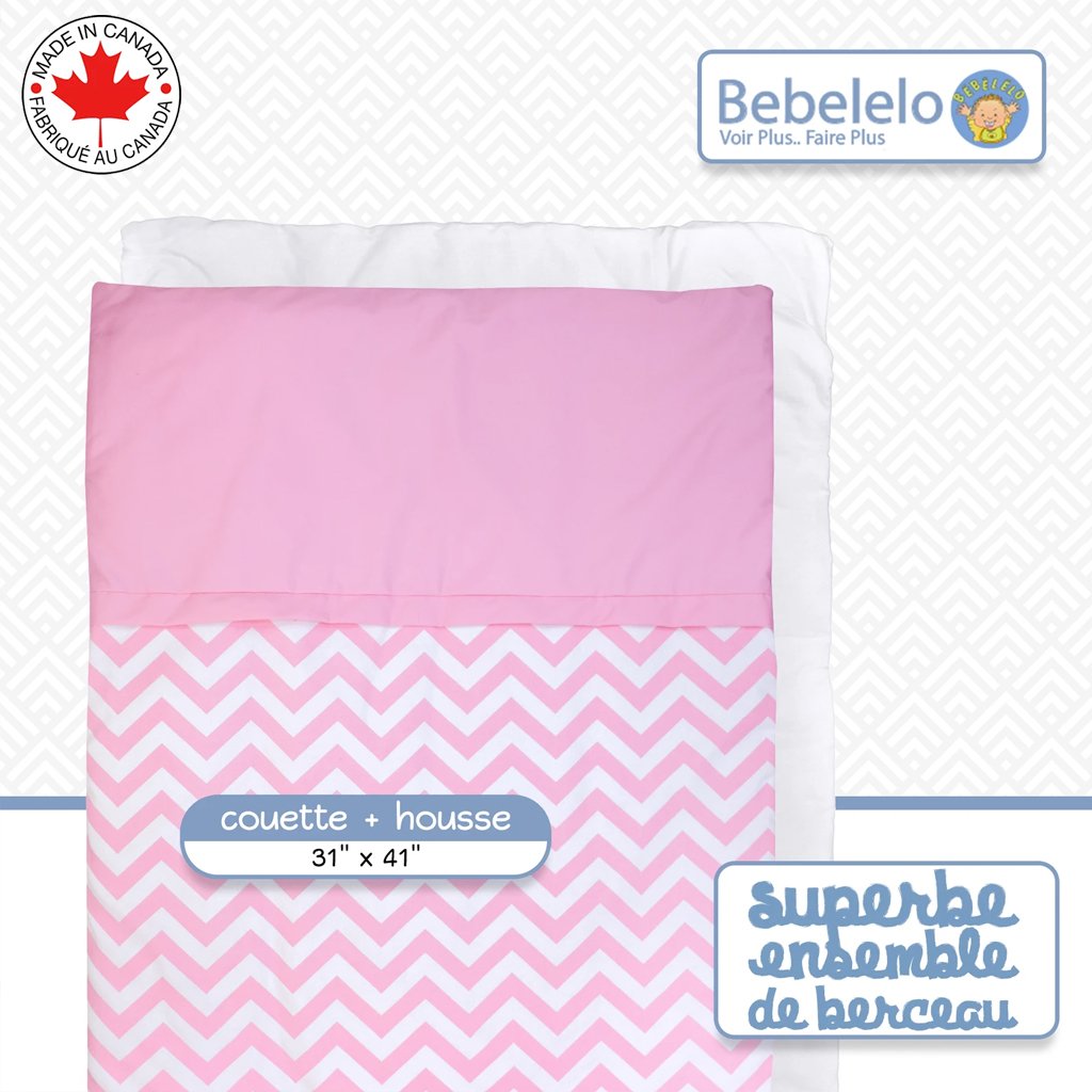 Bebelelo - Bed - 5 Pieces - Sweet Pink Chevron - # 310