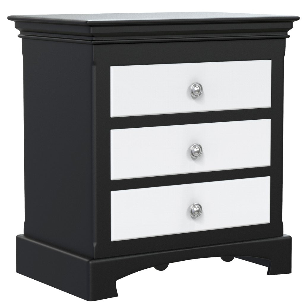 Nightstand - 3 Drawers - Royal Collection - Adult - Black and White