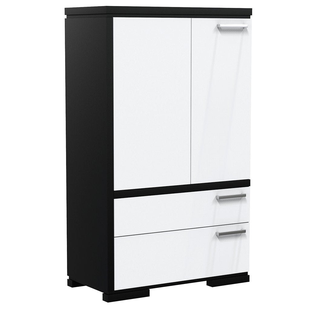 Wardrobe - 2 drawers and 2 doors - Joe - Black and White