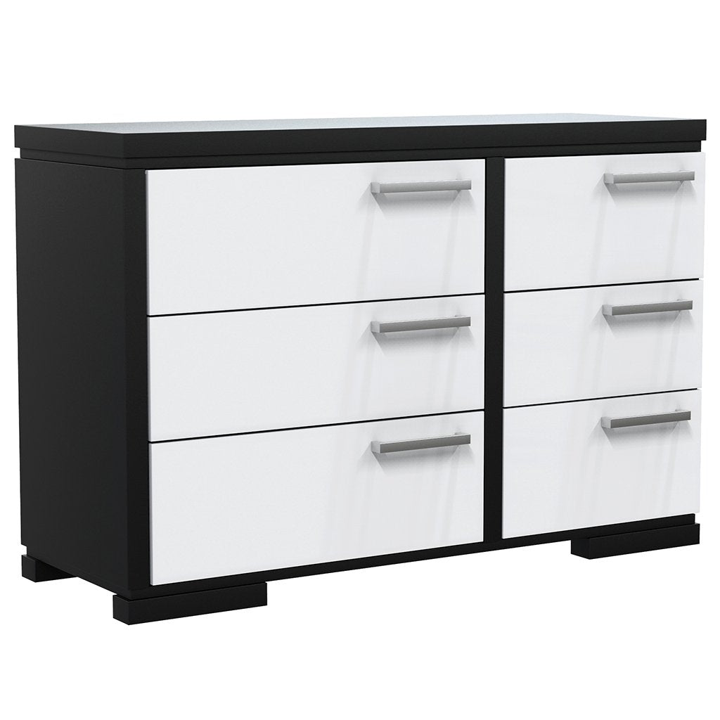 Double Office - 6 Drawers - Joe - Black and White