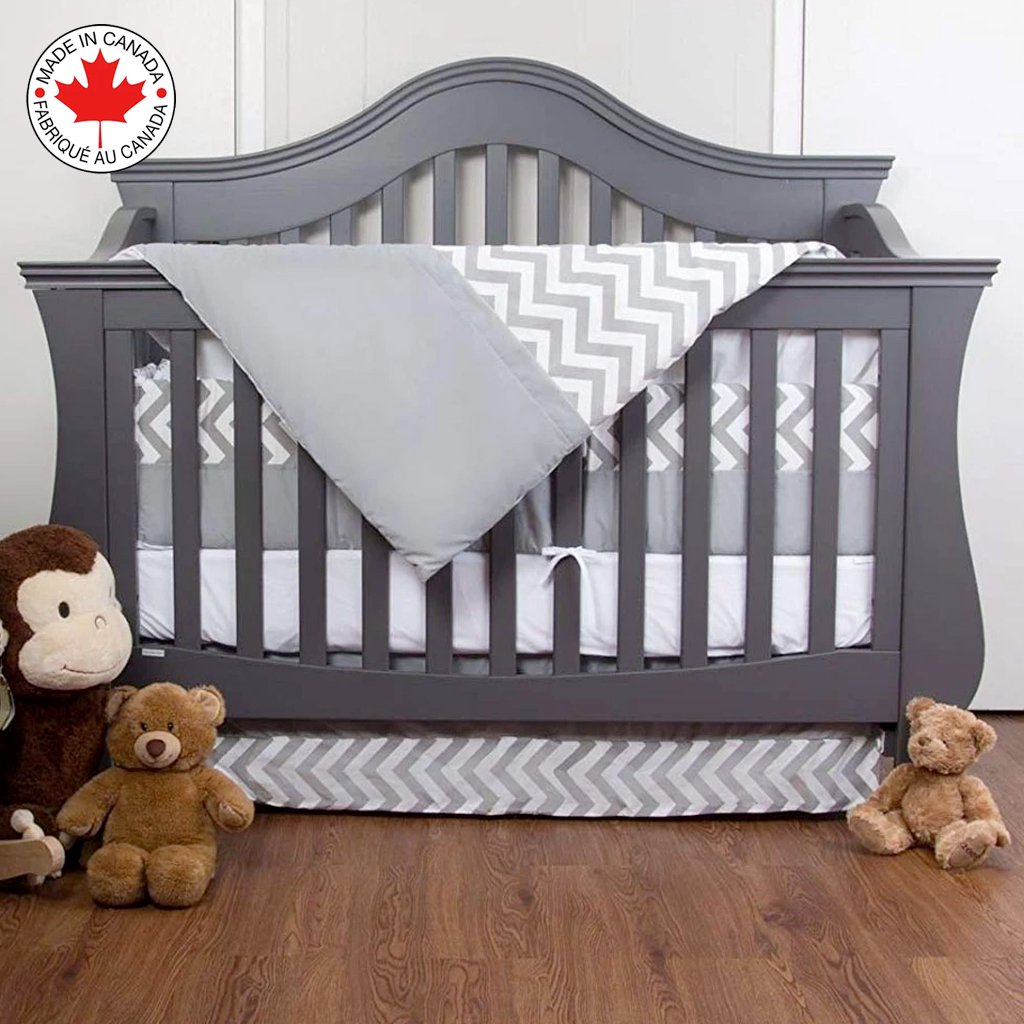 7 PIECES BEDDING ZIGZAG BABY GRAY AND WHITE WITH A PATTERN OF CHEVRON # 300