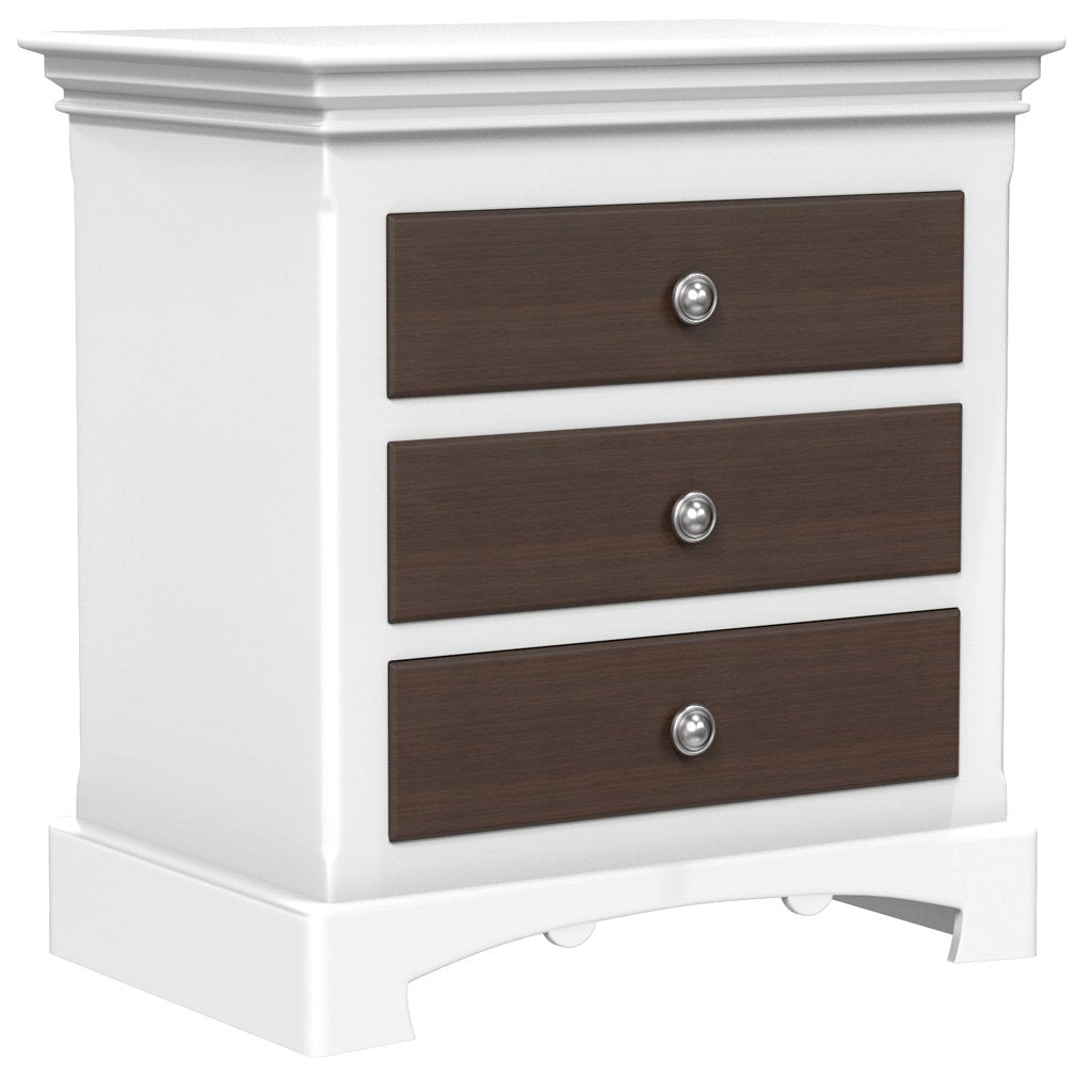 Nightstand - 3 Drawers - Royal Collection - Adult - White and Walnut Wood