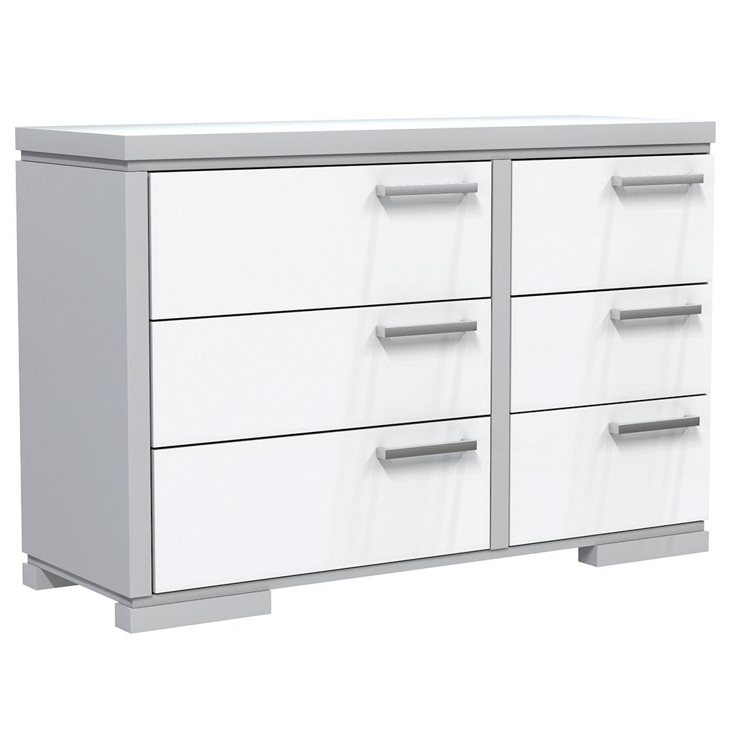 Double Office - 6 Drawers - Joe - Light Gray and White