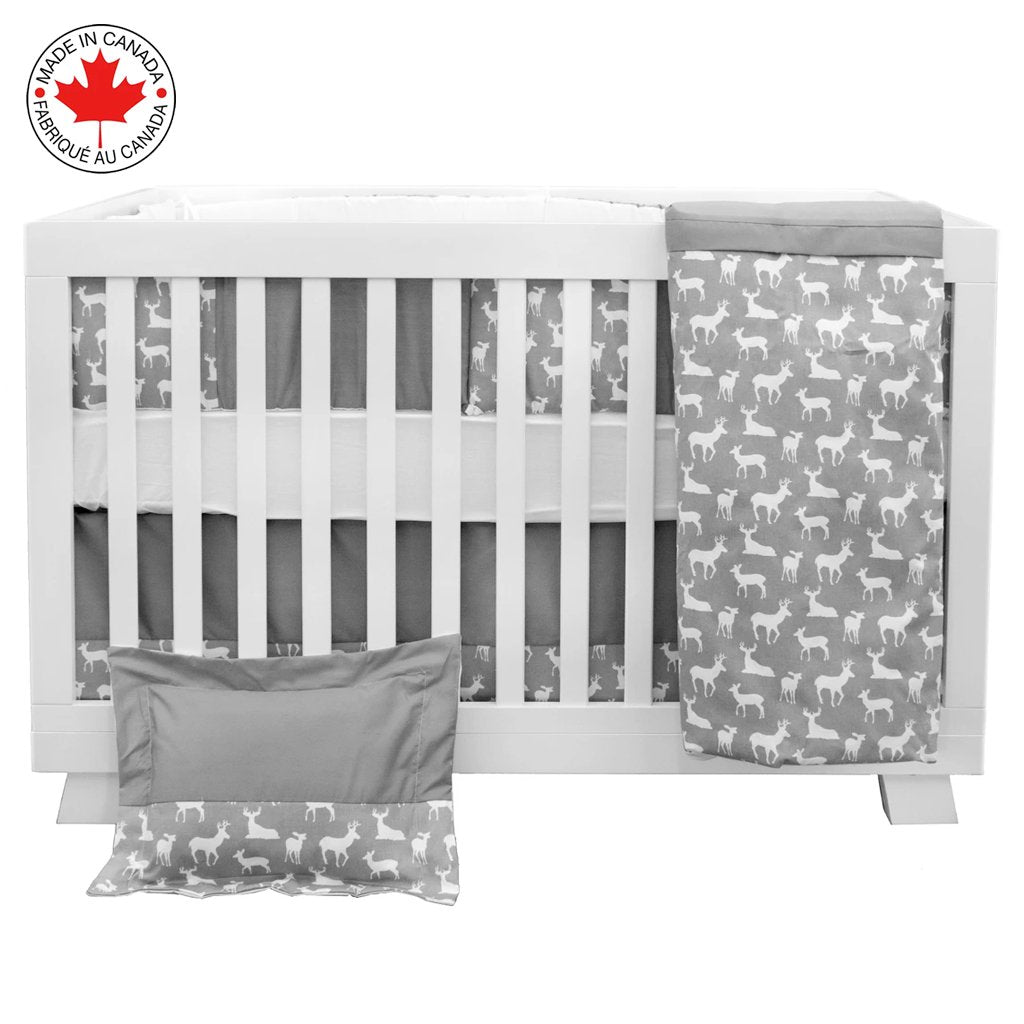 Bebelelo- Bedding 7 pcs gray and white baby with a pattern of deer # 400