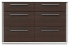 Double dresser 6 drwr anson, wood walnut and white - Table en verre trempÃ© clair et chaise coussin noir