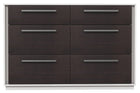 Double dresser 6 drawers anson, wood and white barn - Table en verre trempÃ© clair et chaise de coussin blanc