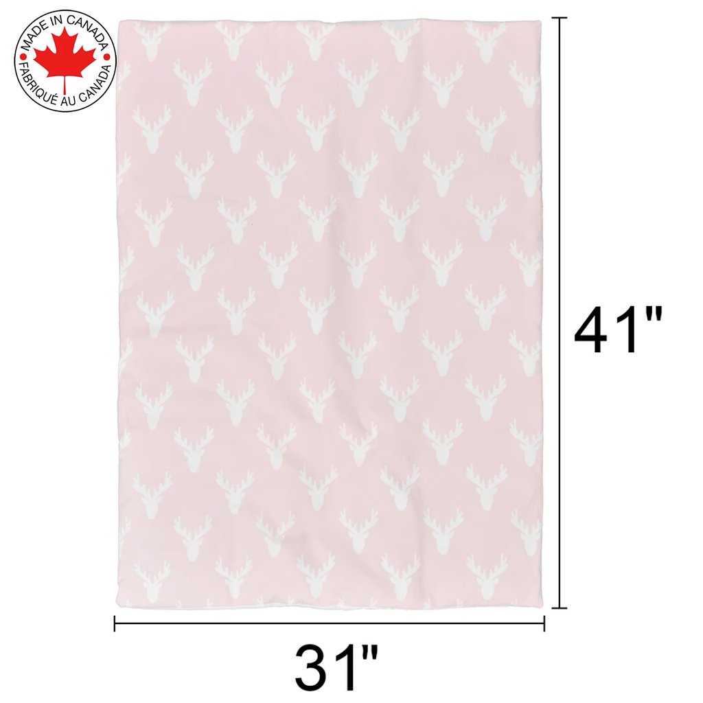 BEBELELO- 4 PIECES BEDDING BABY PINK AND WHITE WITH A PATTERN OF MOOSE - # 465