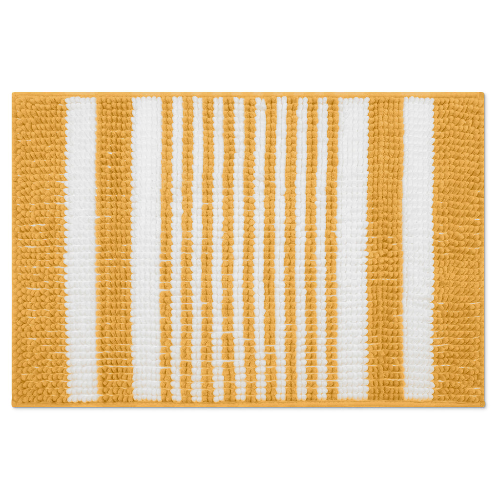 Bebelelo Super Absorbent Chenille Knitted Striped Bath Mat for Bathroom, Yellow