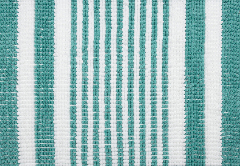 Bebelelo Super Absorbent Chenille Knitted Striped Bath Mat for Bathroom, Aqua
