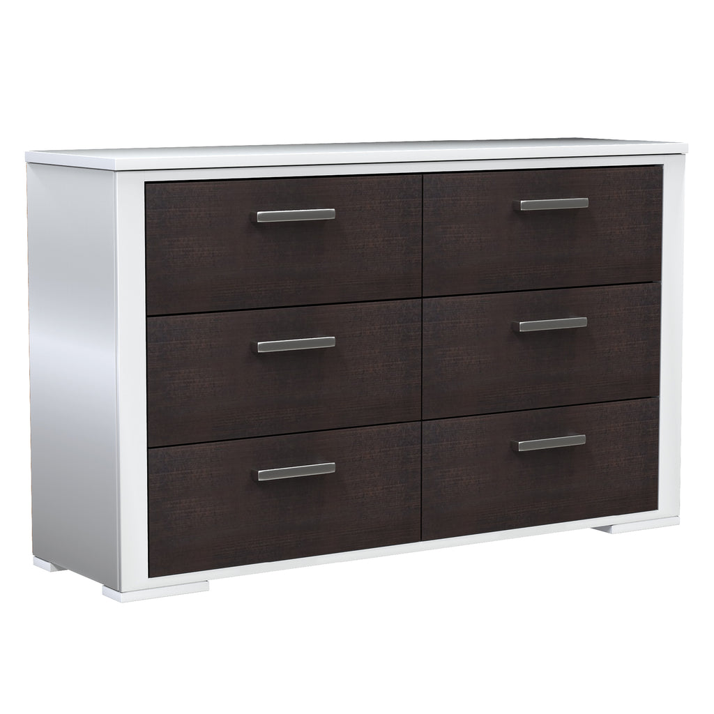 karlstad 6-drawer double dresser organization for home decor, white & wood barn