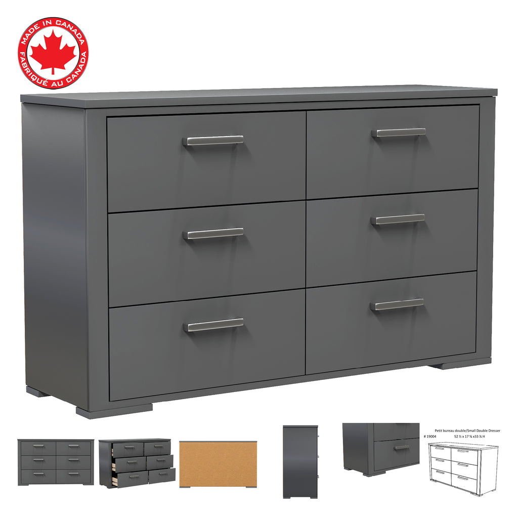 karlstad 6-drawer double dresser organization for home decor, dark grey
