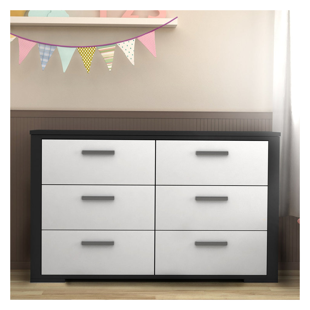 karlstad 6-drawer double dresser organization for home decor, java & white