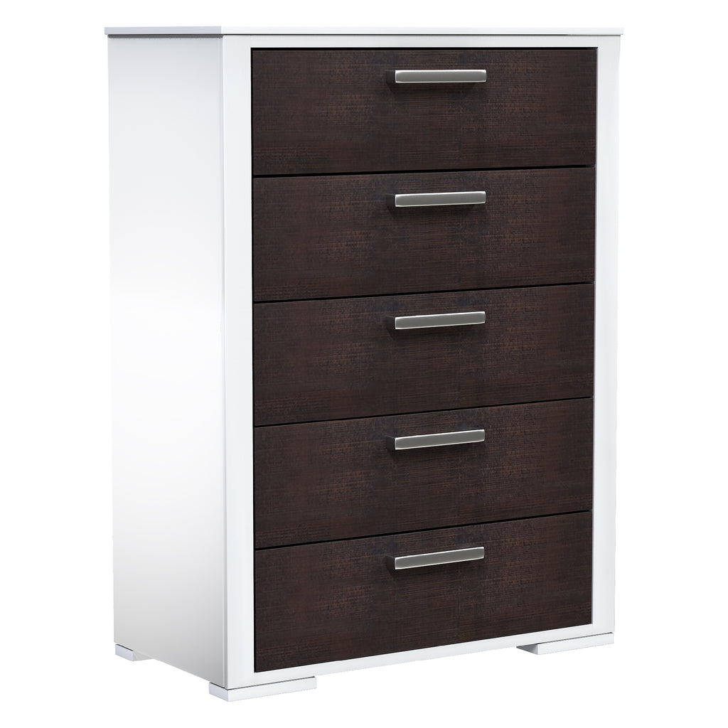 karlstad 5 drawer chest office storage organization, white & walnut