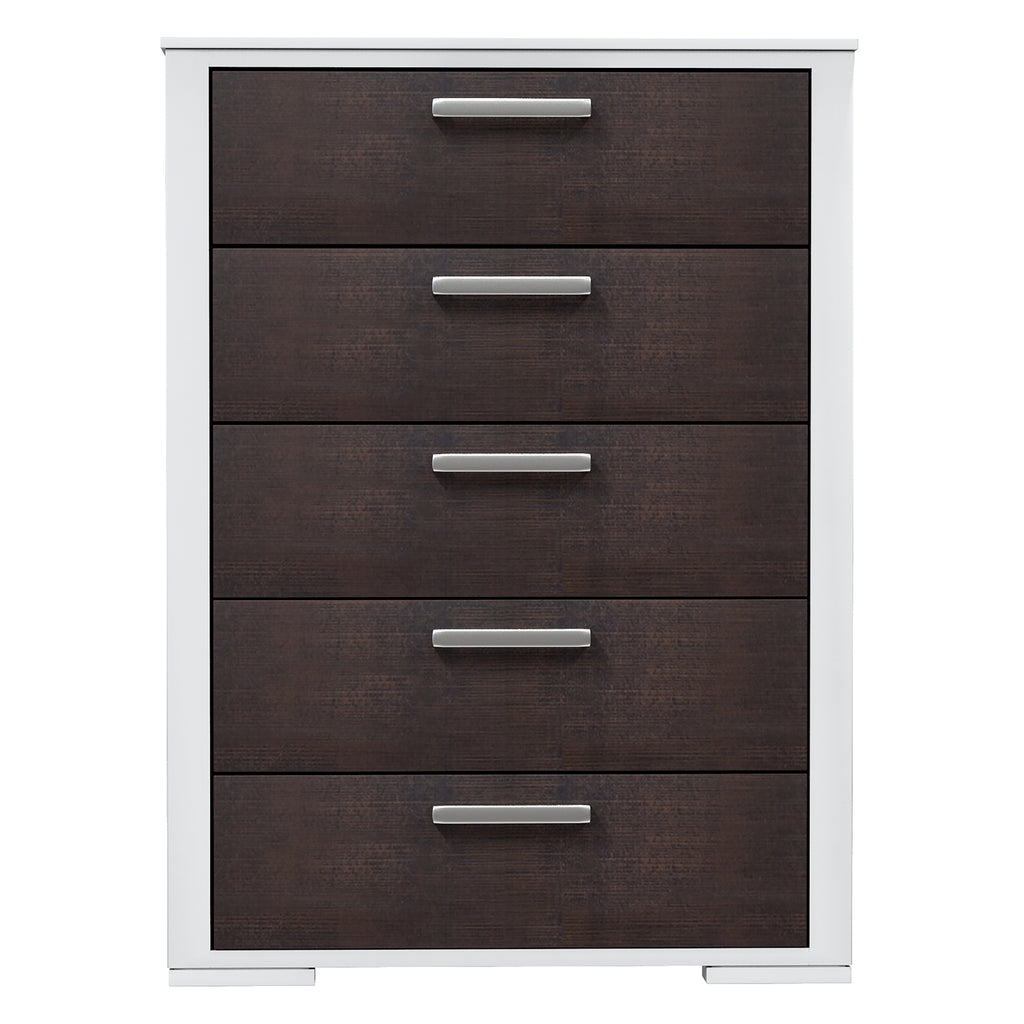 karlstad 5 drawer chest office storage organization, white & walnut