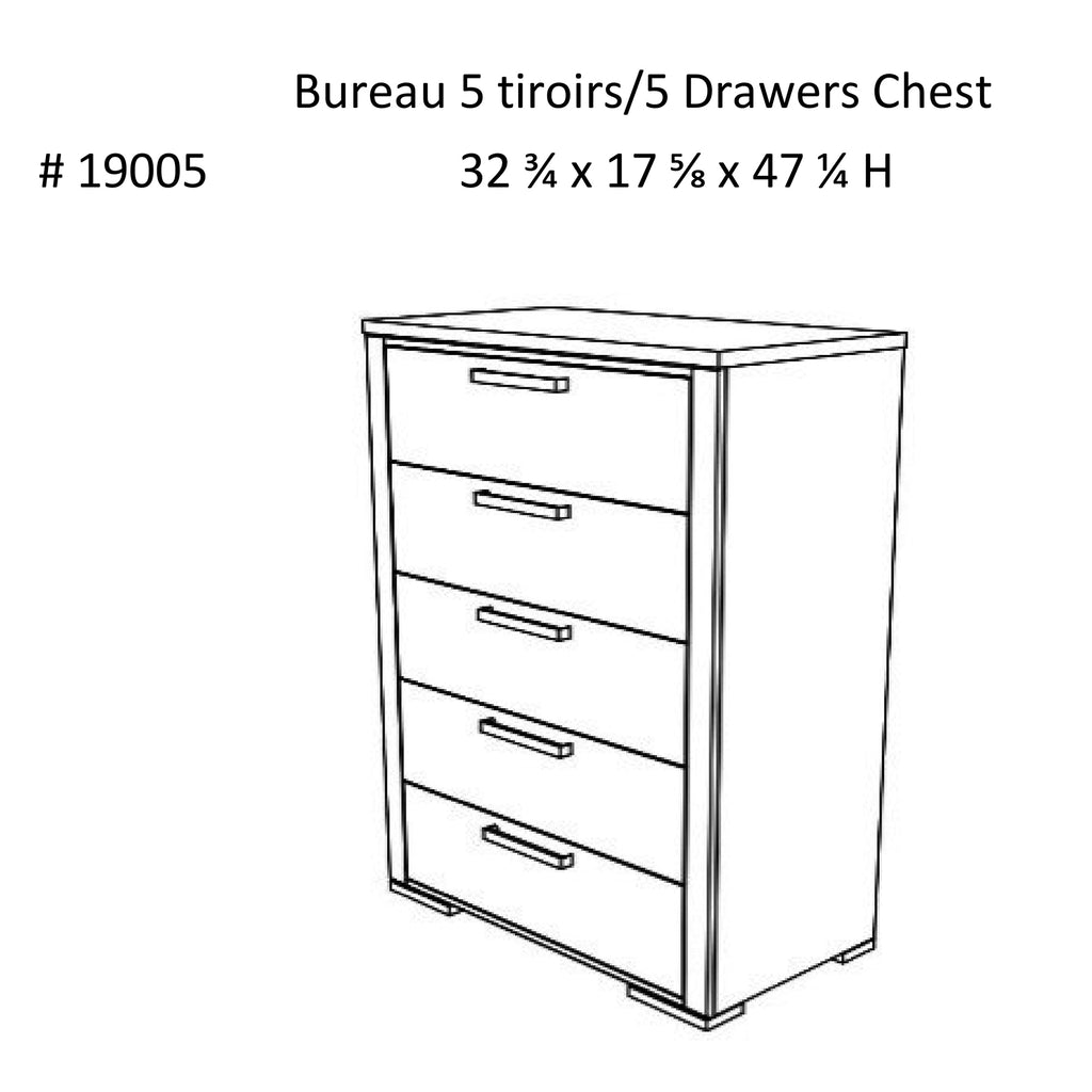 karlstad 5 drawer chest office storage organization, white & walnut