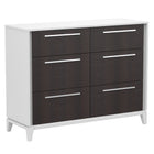 Moderna 6 drawers small double chest office storage organization, white & wood burn