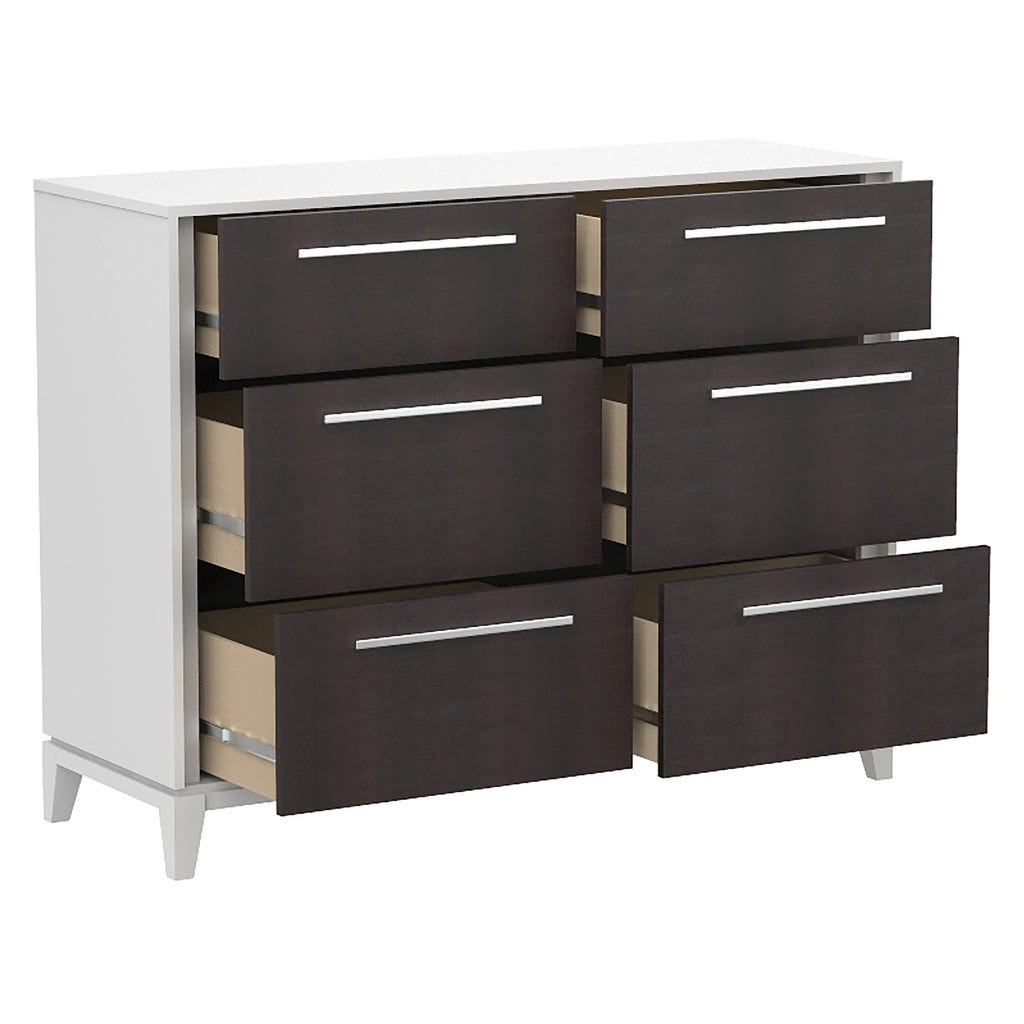 Bebelelo 6 Drawers Small Double Chest Office Storage Organization, White & Wood Burn