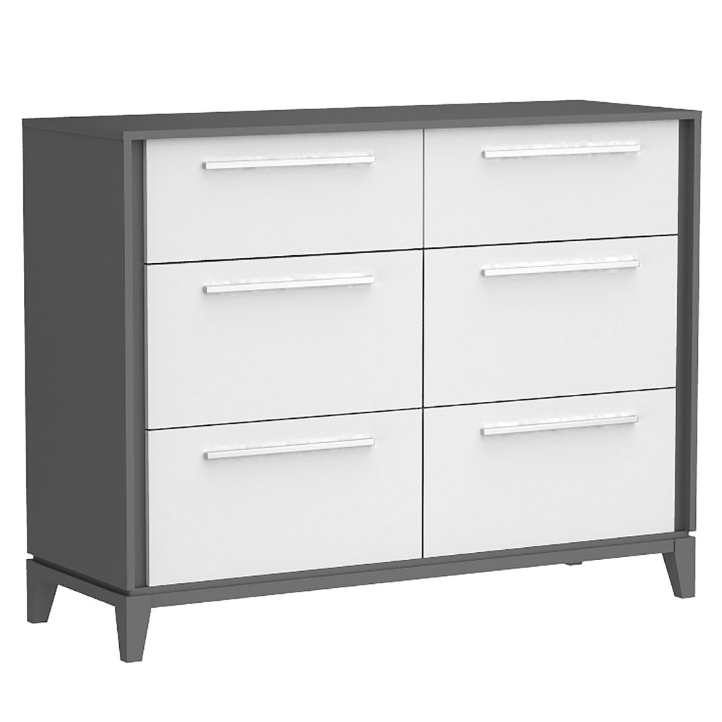 Bebelelo 6 Drawers Small Double Chest Office Storage Organization, Dark Grey & White
