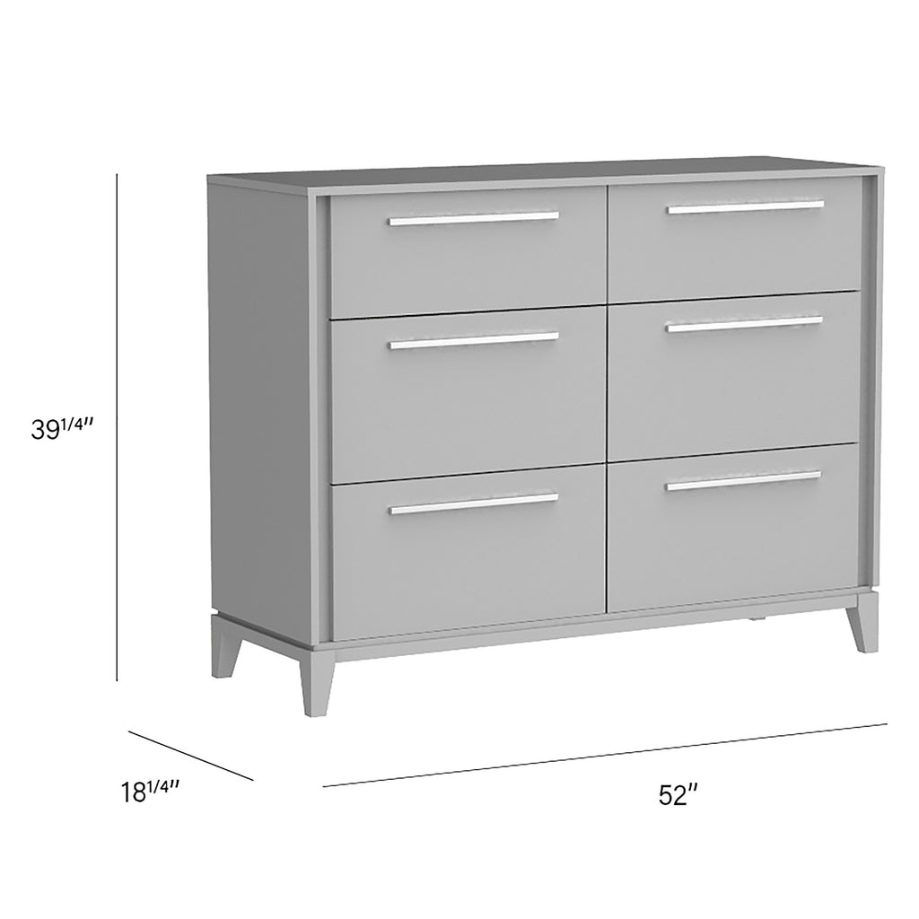 Bebelelo 6 Drawers Small Double Chest Office Storage Organization, Light Grey
