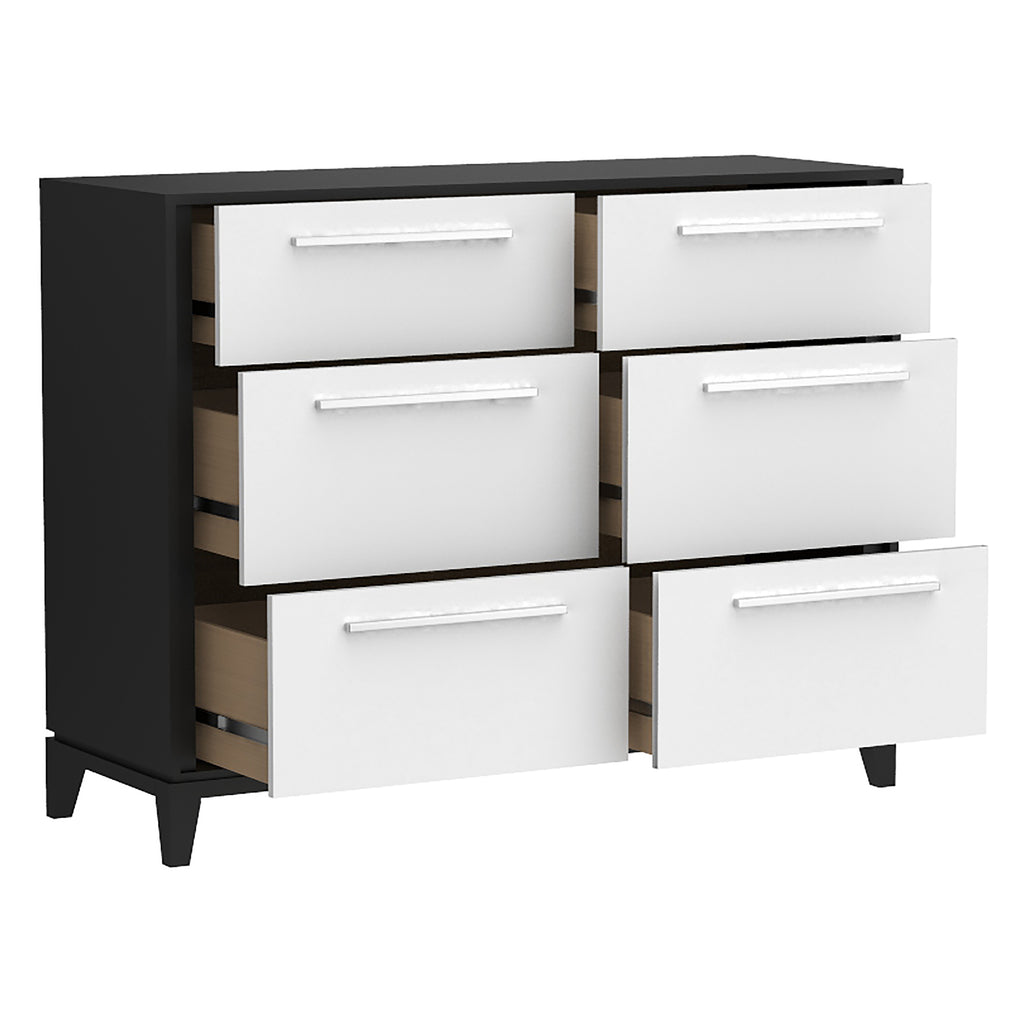 Bebelelo 6 Drawers Small Double Chest Office Storage Organization, Java & White