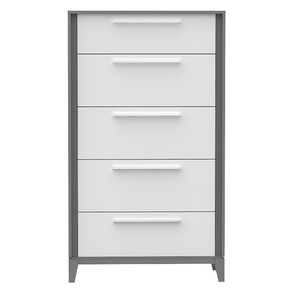 Bebelelo 5 Drawer Chest Office Storage Organization, Dark Grey & White