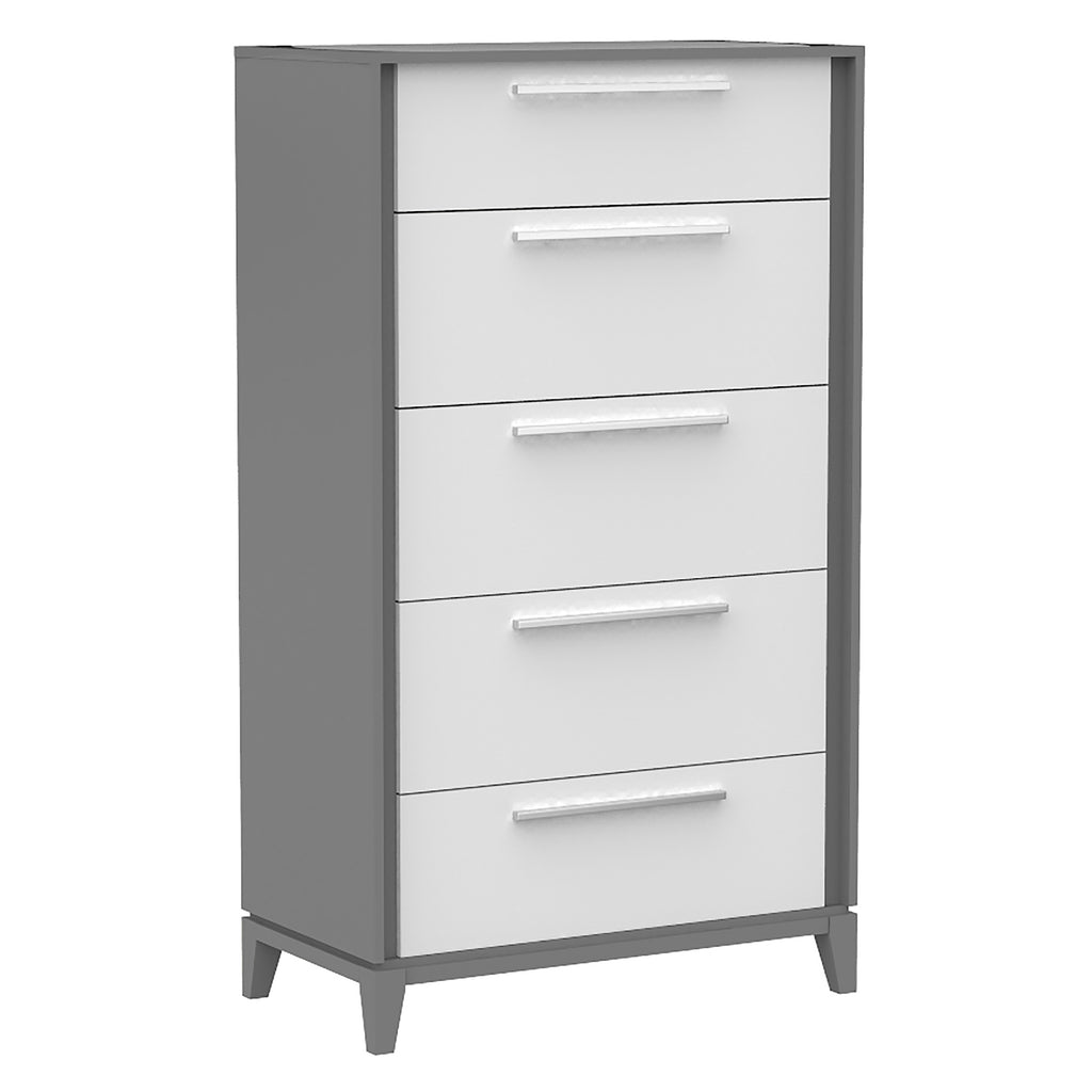 Bebelelo 5 Drawer Chest Office Storage Organization, Dark Grey & White