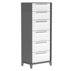 Moderna 6 drawer chest storage organization for office home decor, dark grey & white