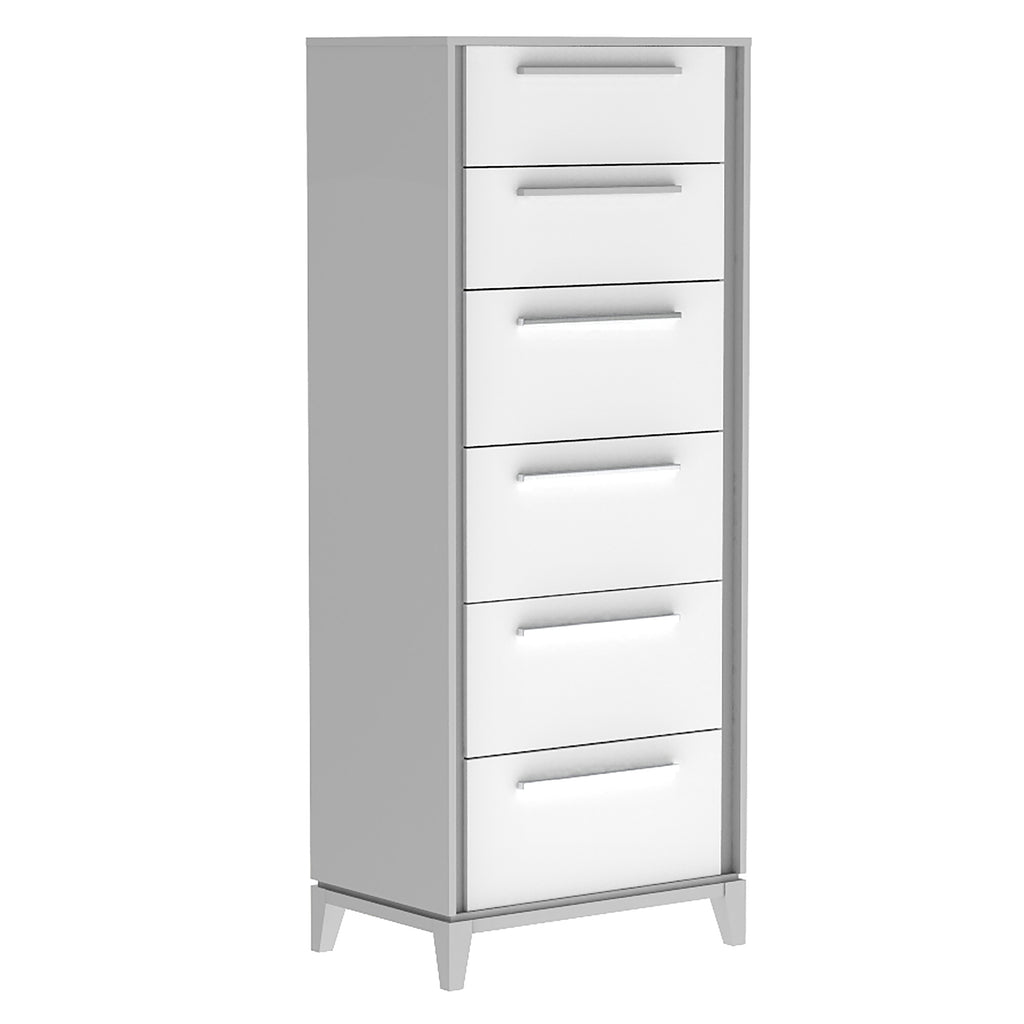 Bebelelo 6 Drawer Chest Storage Organization for Office Home Decor, Grey & White