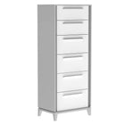 Moderna 6 drawer chest storage organization for office home decor, grey & white
