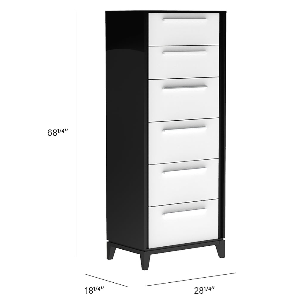 Bebelelo 6 Drawer Chest Storage Organization for Office Home Decor, Java & White