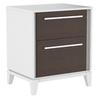 Moderna 2 drawer chest office storage organization, white & walnut